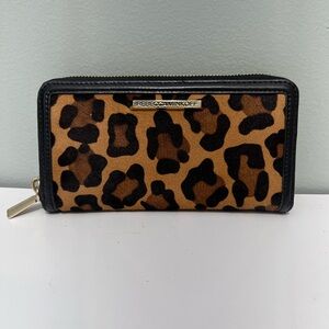 Rebecca Minkoff Black/ bronw Animal Print Zip Around Wallet